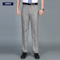 Summer new mens summer linen trousers Casual non-ironing business straight suit pants Loose suit trousers