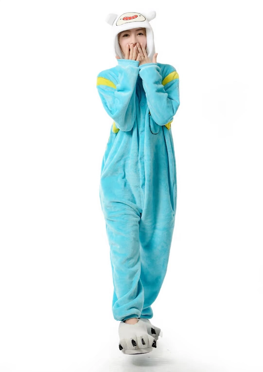 Finn phim hoạt hình động vật một mảnh đồ ngủ nam và nữ nhung đôi san hô Fara Finn kigurumi những người thân