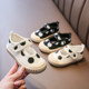 2024 Spring New Children's Canvas Shoes Girls Korean Style Baotou Shoes Students Ins Style Polka Dot Casual White Shoes