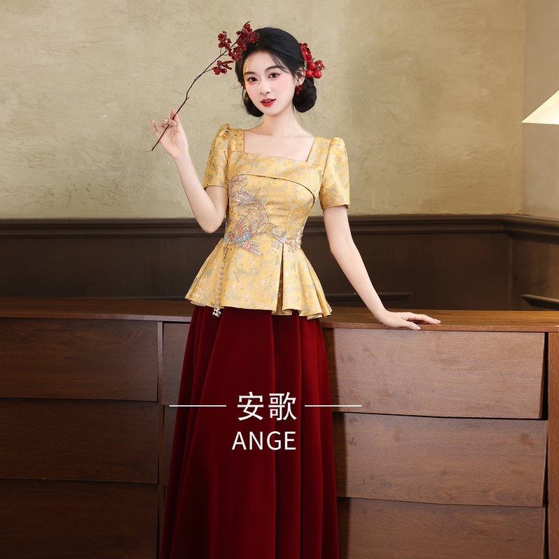 New Chinese-Style Plus-Size Wedding Dress for Brides, Plus-Size Gown for Women, 2026 New Model, Light Luxury Engagement Banquet and Homecoming Attire for Autumn New Chinese-Style Plus-Size Wedding Dress for Brides, Plus-Size Gown for Women, 2026 New Model, Light Luxury Engagement Banquet and Homecoming Attire for Autumn