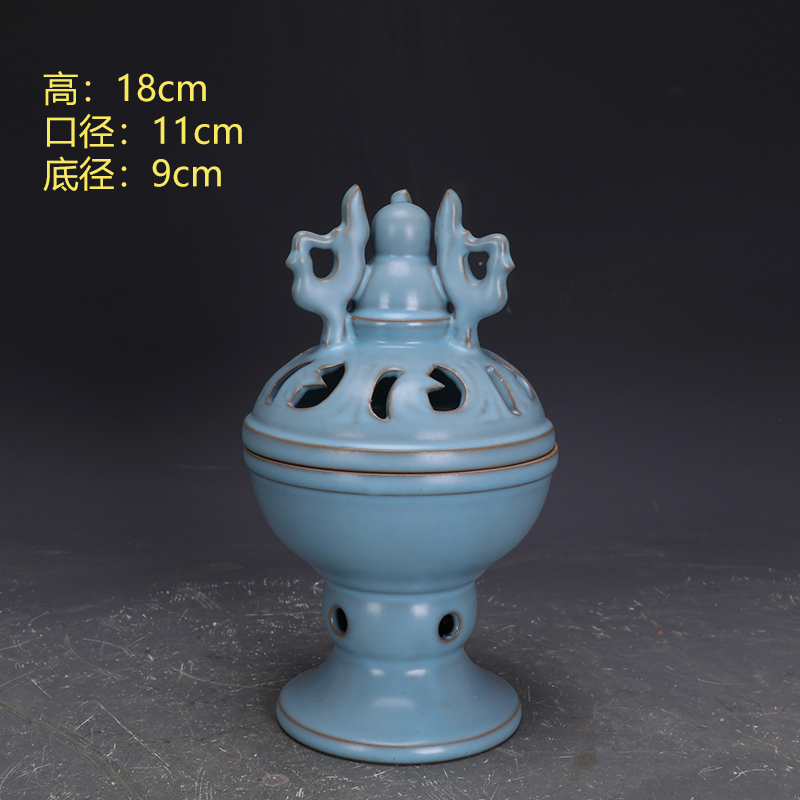 宋汝窯清涼寺青釉開片両耳錬丹炉 工芸品美術品 置物 - メルカリ