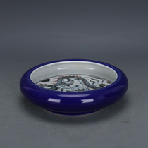 Daming Jianwen blue and white glaze in red blue glaze dragon brush imitation official kiln Handmade ancient porcelain antique collection