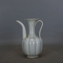 Song Dynasty Hutian Kiln Glazed Melon Ribbed Long Neck Porcelain Pot Antique Old Antique Porcelain Collection Antique