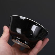 Cultural Revolution Factory goods monochrome black gold glaze rice bowl soup bowl Shanghai Museum Handmade ancient porcelain antique antique collection