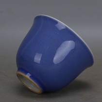 Cultural Revolution Factory goods sky blue glaze handmade tea cup tea cup Shanghai Museum bottom antique porcelain antique collection ornaments