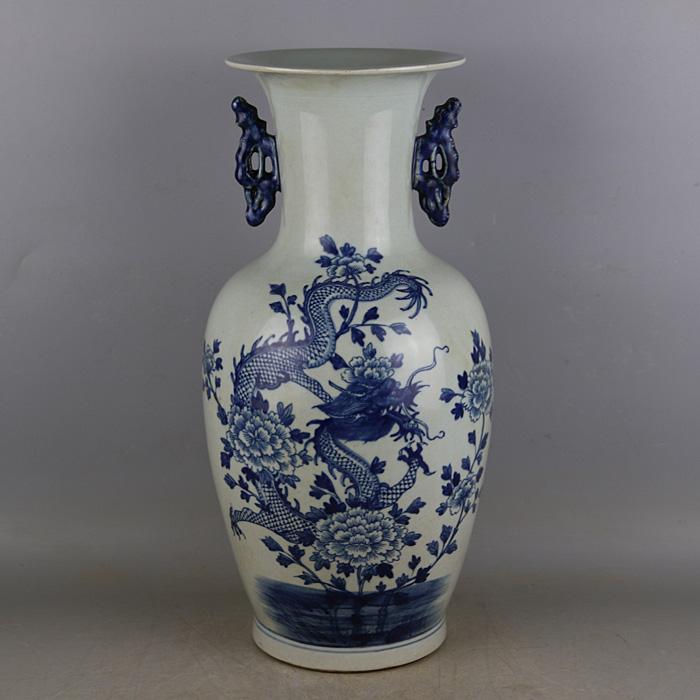 清干隆浮雕蓝釉粉彩花鸟天球瓶文革时期仿古瓷器收藏用古玩瓶-Taobao-Tmall