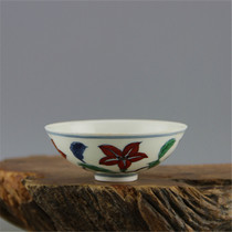 Ming Cheng-Hua Doucai Bauhinia striated Thin tire tea bowl imitation museum genuine handmade porcelain antique collection