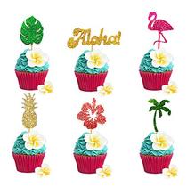 JeVenis Set of 24 Tropical Cupcake Toppers Aloha Cu
