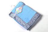 Bacati Bordered Plush Blanket Solid Blue Grey 30