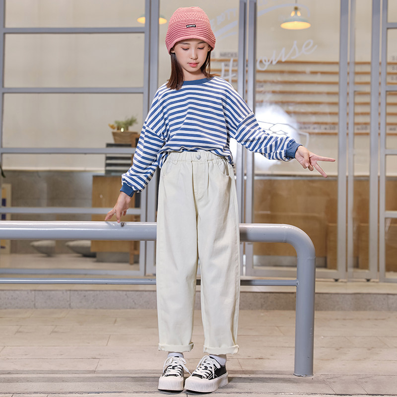 Girl Pants Spring Autumn Outwear 2022 New Foreign Pie Children Casual Pants CUHK YoungHan Version Spring Dress Loose Trousers