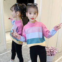 Girls sweater 2021 new spring and autumn western style childrens knitwear fashion pullover sweater top