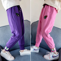 Girls  health pants 2021 new spring big childrens sports pants big childrens casual pants childrens spring and autumn loose pants