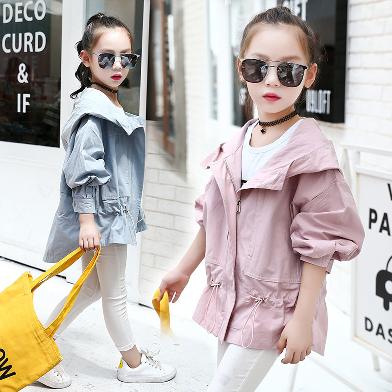 Children's clothing girl coat Korean version 2021 new autumn children's cardigan loose coat jacket casual trench coat