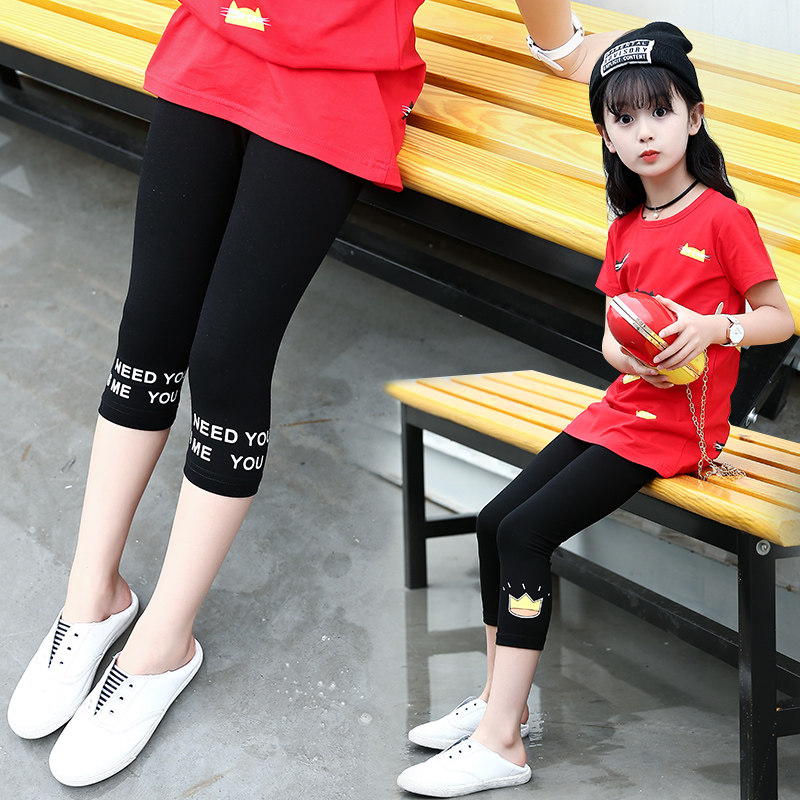 Summer cotton leggings for girls and slim-fitting pants for girls aged 5-14 years old