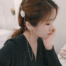 South Korea Dongdaemun personality hairclip earrings one-piece earring design sense niche Pearl coin earrings earring jewelry