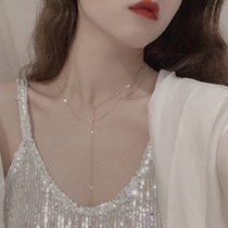 Temperament long ins cold wind double-layer necklace female super fairy simple tide Y-shaped multi-layer choker neck jewelry