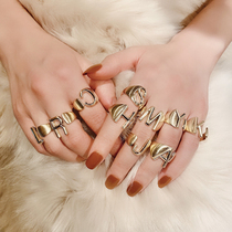 European and American tide Net red letter ring female fashion personality ins exaggerated retro opening adjustable ring index finger ring