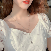 Thin Japanese and Korean Net red temperament Crystal Y necklace female simple Joker long choker personality fresh jewelry