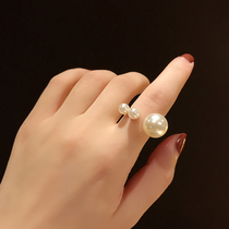 Japanese-style light luxury temperament opening Pearl Index finger ring female Net red tide person simple joint ring decoration ring