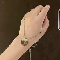 ins cold style simple round brand necklace choker Korean personality Fashion Coin snake bone chain tide female male