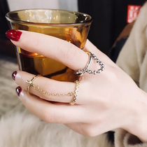 Japan and South Korea personality two-in-one cross chain ring female net red tide fashion European and American ring index finger ring jewelry