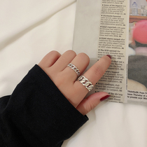 ins Net Red cold wind chain twist ring female retro simple fashion metal bungee concave shape open ring