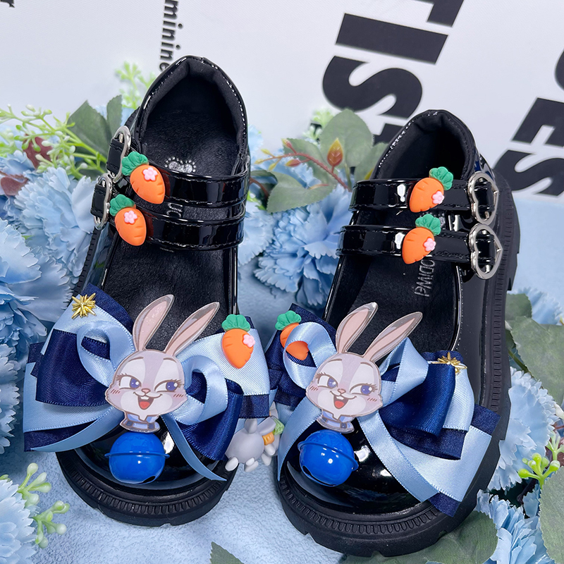 Zootopia Judy Rabbit 2026 Spring/Summer New Children's Black Dance Shoes Leather Shoes for Older Girls