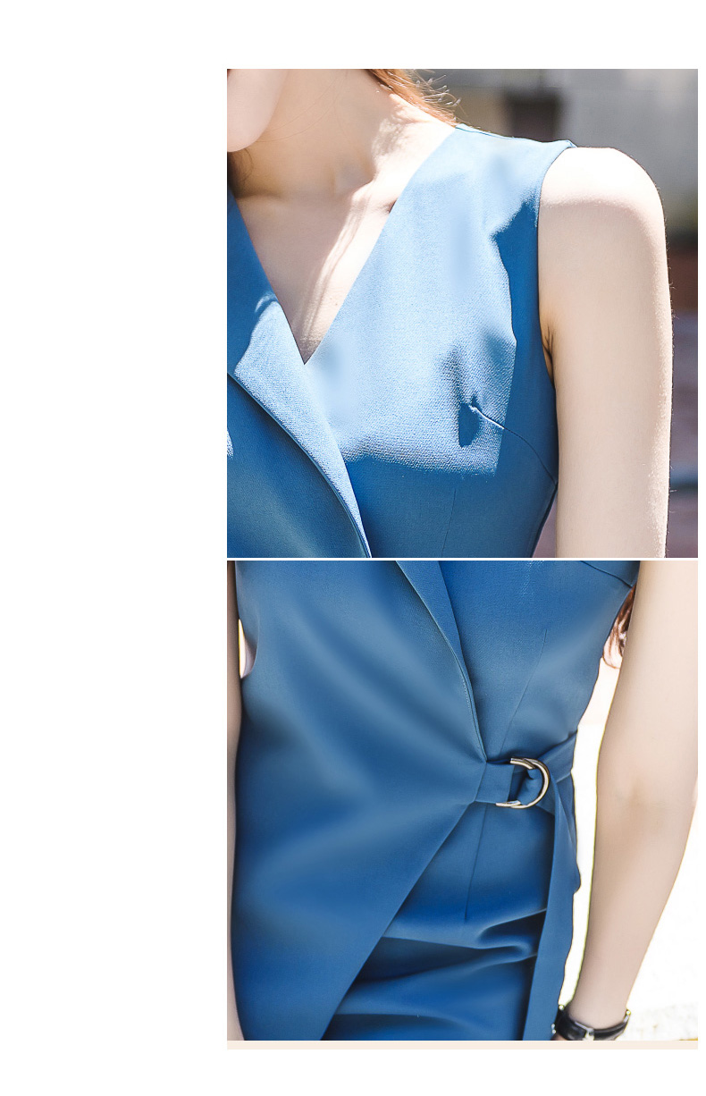 VK旗艦店 韓國風V領無袖連身褲修身鉛筆褲OL職業套裝無袖褲裝