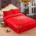 Giường váy một gia đình bốn dày giường bông phòng ngủ nhỏ gọn flounced lanh quilt 1.8 / 2.0m - Bộ đồ giường bốn mảnh giá chăn ga gối đệm Bộ đồ giường bốn mảnh