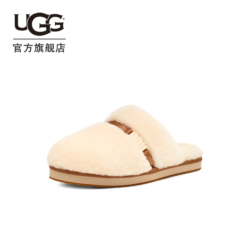 UGG Autumn New Lady Comfort Casual Flat Bottom Round Head Furry Home Wear Baotou Drag 1153613-Taobao