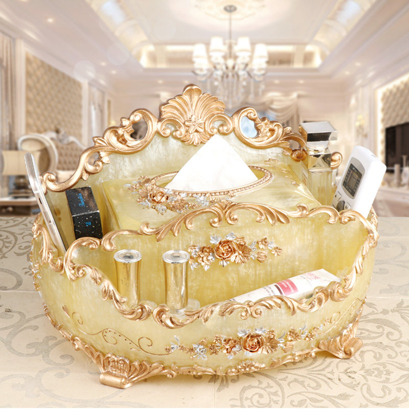 High-end European-style tissue box decoration home luxury napkin box creative living room coffee table European-style light luxury paper box