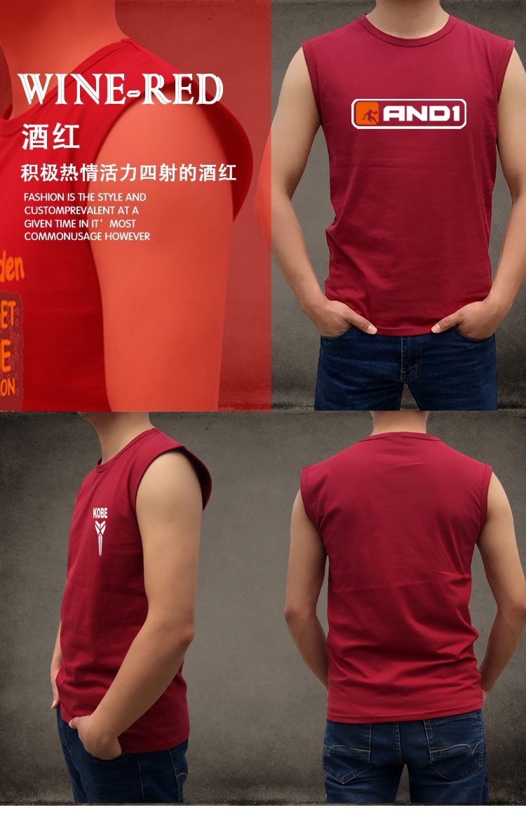 Không tay t-shirt vest nam triều mùa hè cotton lỏng thể dục thể thao bóng rổ vest vai nam giới thanh niên kích thước lớn vai rộng