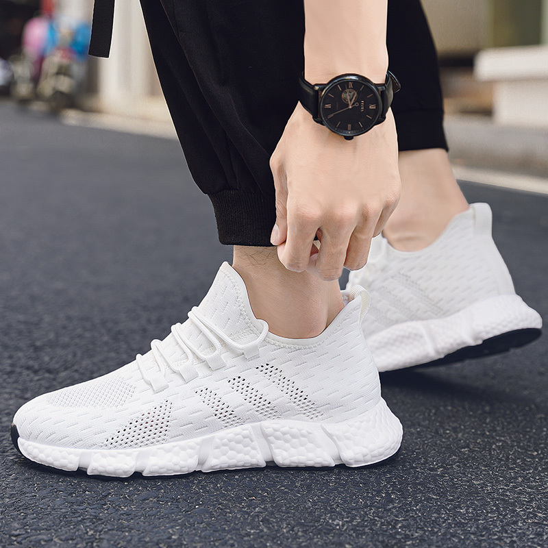 Summer Invisible Height-Increasing Men's Shoes 8cm 6cm 5cm Breathable Fly-Knit Mesh Casual Sports Shoes White Shoes for Men