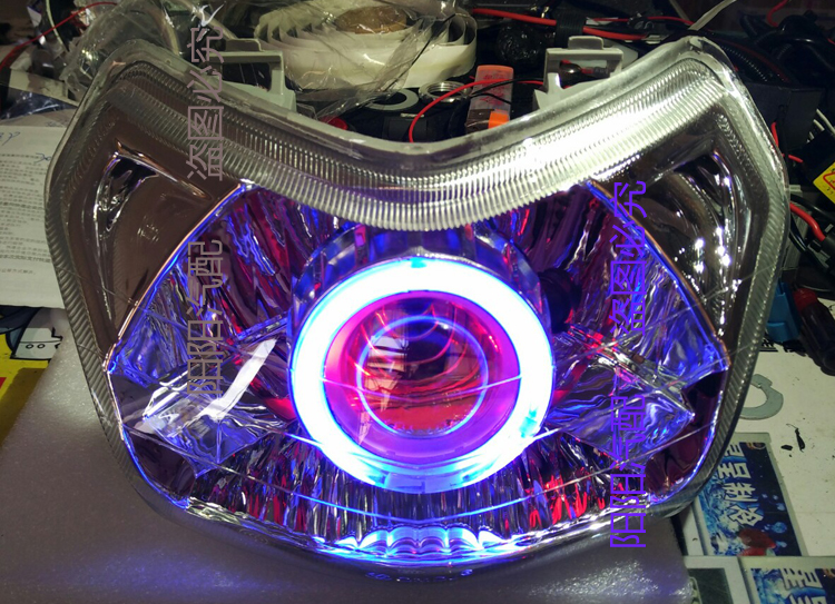 Honda Jia Yu lắp ráp đèn pha đôi ống kính Angel eye Devil eye Xenon đèn Xe máy ống kính đèn pha xe máy vision