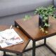 Simple combination coffee table Iron retro solid wood coffee table Sofa side table Small square table Old corner table Coffee table