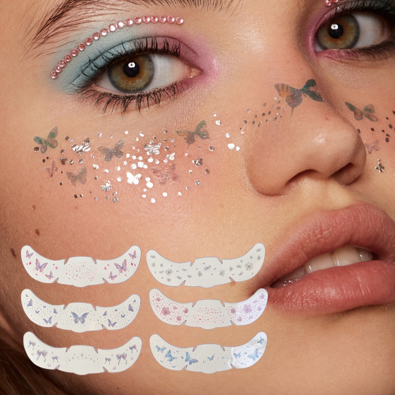 Butterfly Daisy Freckle Tattoo Face Stickers Creative Makeup Concert Support Makeup Music Festival Children's Beauty Stickers