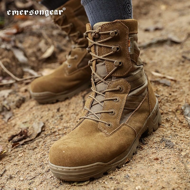 Love Merson Combat Boots Outdoor Work Training Boots High Help Genuine Leather Anti-Puncture Mountaineering Boots Training Shoes Desert Boots Wear-Taobao