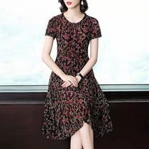Hangzhou big-name silk heavy mulberry silk summer clothes large size knee cover belly thin age mother dress tide