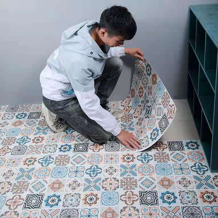 Bathroom Makeup Room Floor Sticker Waterproof Abrasion Resistant Ground Sticker Kitchen Thickened Non-slip Floor Sticker PVC wallpaper Self-adhesive