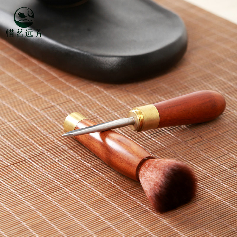 Kung Fu tea set brush does not lose hair ebony rosewood solid wood raising pot pen tea knife bamboo tea ceremony six gentlemen accessories