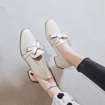 Small size shoes women 32 33 British small leather shoes Middle heel size square head single shoes 41-43 student shoes 2020 Spring New