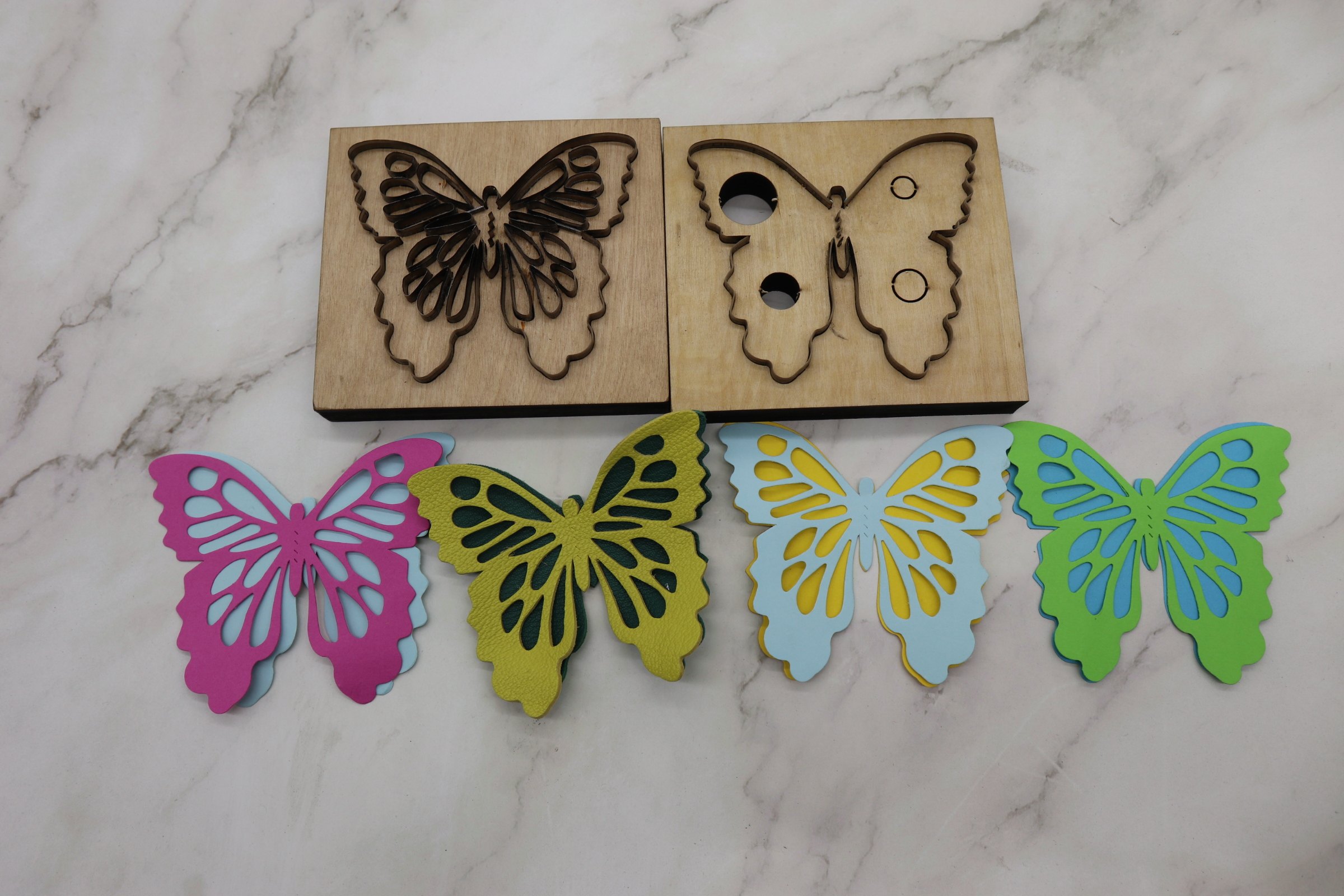 Handmade leather knife die laser knife die set as butterfly knife die butterfly pendant knife die