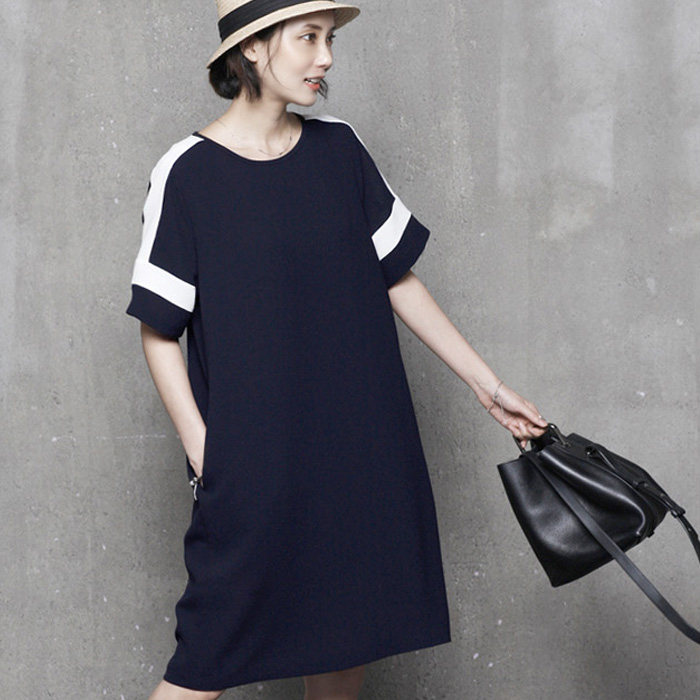 Maternity summer dress 2020 new chiffon dress Korean version loose fashion round neck short sleeve summer maternity dress