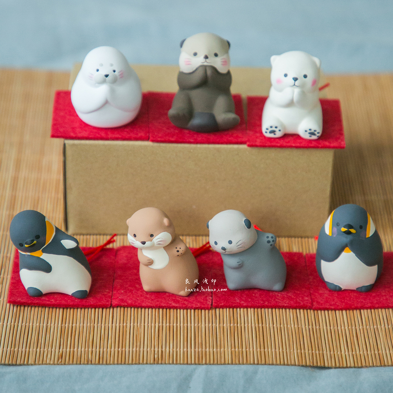 Japanese Imported Cute Marine Animal Figurines of Penguins, Seals, and Otters in Ceramic for Car or Desktop Decoration as a Gift Japanese Imported Cute Marine Animal Figurines of Penguins, Seals, and Otters in Ceramic for Car or Desktop Decoration as a Gift