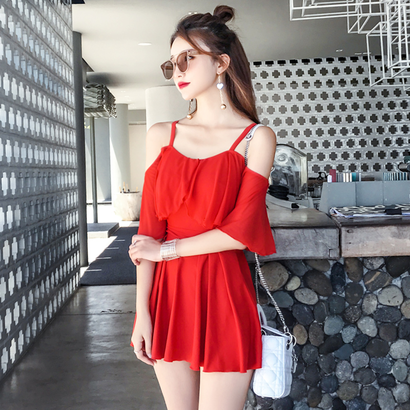 Even body dress with slim swimsuit woman conservative steel entrusted with small breasts to woo South Korea's sexy big size spa swimsuit