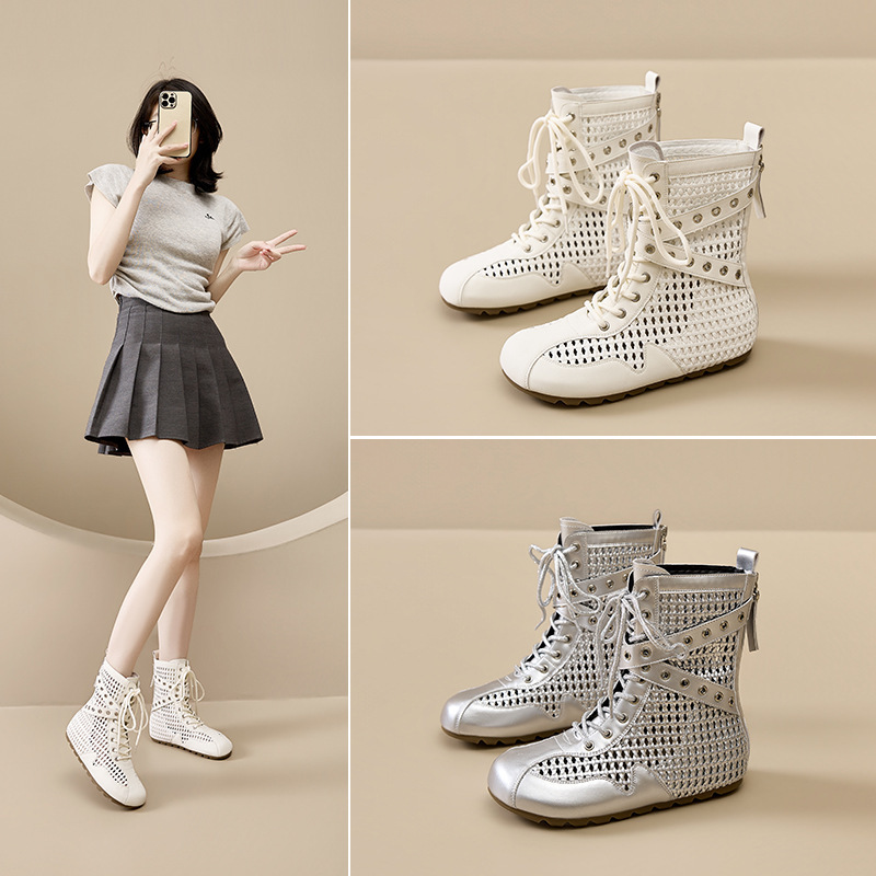 6cm Height-Increasing Summer Women's Boots, Fashionable Sandals, Hollow Breathable Woven Boots for Petite Women, Leg-Lengthening Mid-Calf Fashion Boots 6cm Height-Increasing Summer Women's Boots, Fashionable Sandals, Hollow Breathable Woven Boots for Petite Women, Leg-Lengthening Mid-Calf Fashion Boots