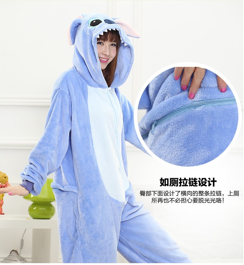 Phim hoạt hình Bộ đồ ngủ Xiêm Khủng long Pikachu Động vật dễ thương Mùa thu và mùa đông Flannel dài tay nam và nữ do bo