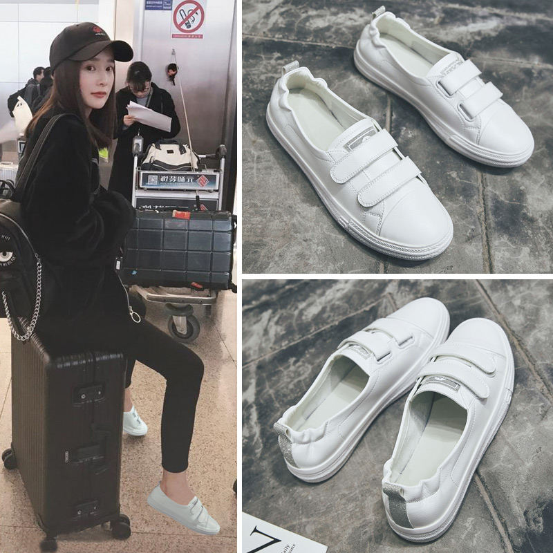 Hong Kong Tide Cards 2020 Summer New Women's Shoes Stars The Same Small White Shoes Women Han Edition 100 Hitch Magic Sticker Flat Bottom Shoe Tide