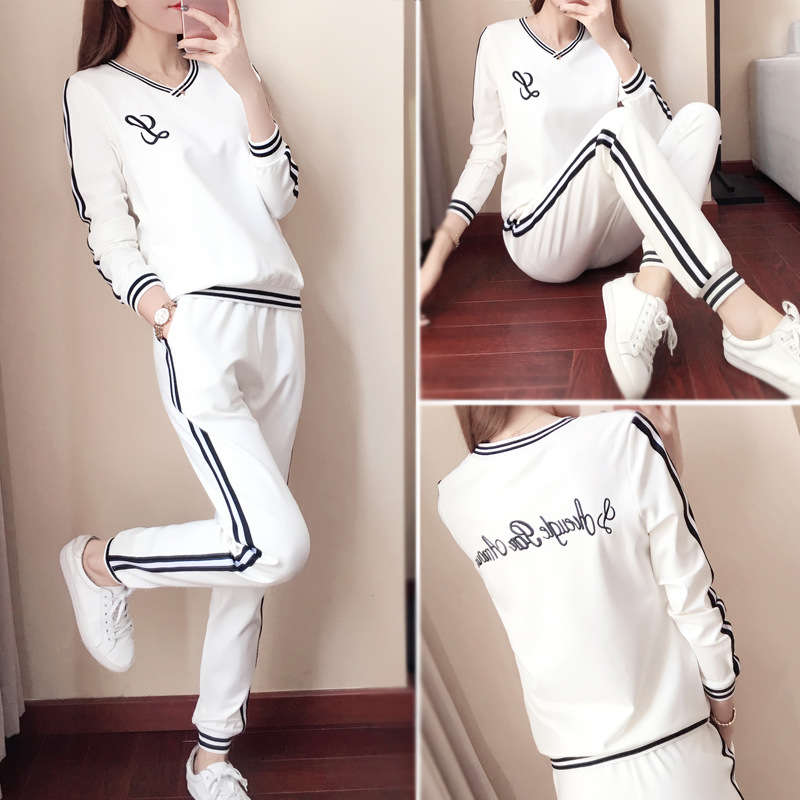 Hong Kong Sports Suit Women 2022 Spring new Korean version Tidal Loose Fashion Long Pants Running Casual Wear two sets