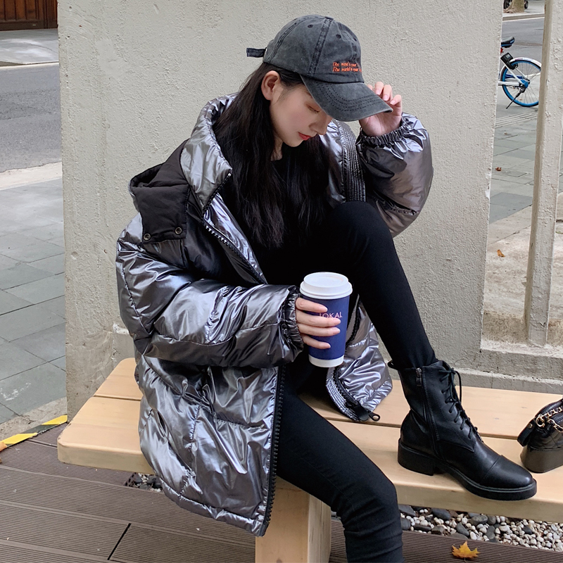 Hong Kong 2021 Winter new cotton coat women's bright face Korean loose Joker Net red down cotton jacket women